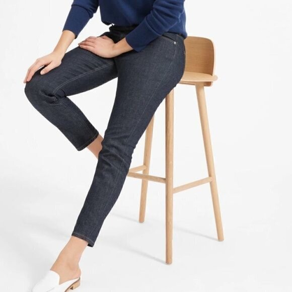 NWT EVERLANE Mid Rise Skinny Jeans Dark Wash Size 26 - Picture 1 of 15